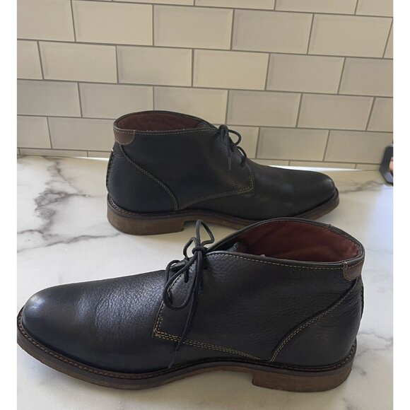JOHNSTON & MURPHY Copeland Black 9M Men's Leather Crepe-Sole Chukka Boots - Picture 5 of 8